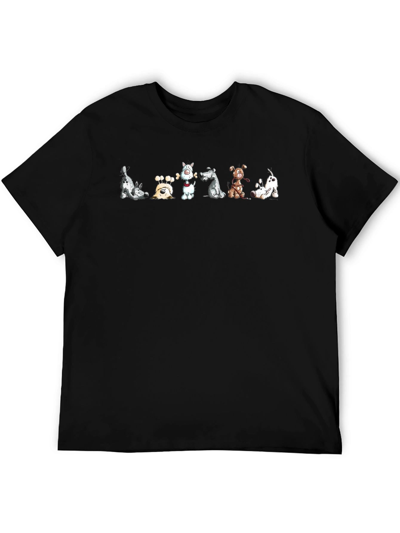 Dog Graphic Print Black T-Shirt