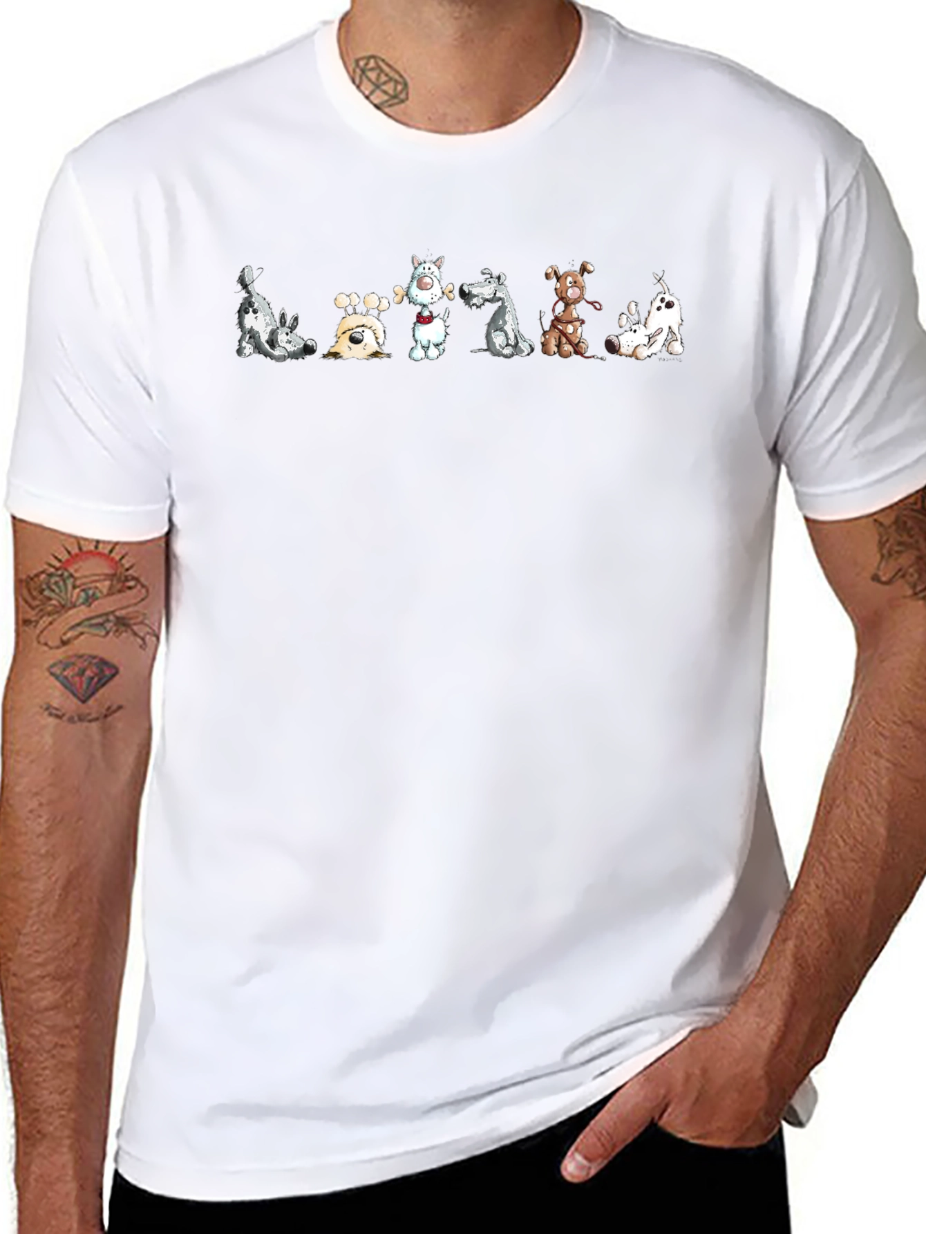 Dog Graphic Print Black T-Shirt