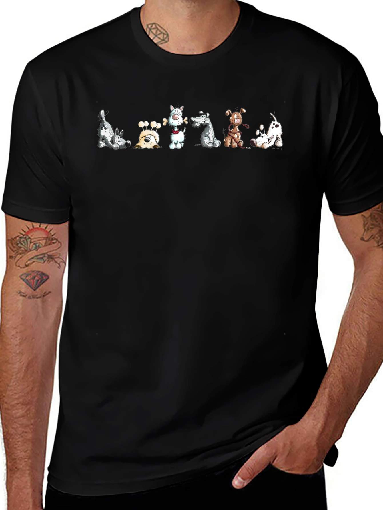 Dog Graphic Print Black T-Shirt