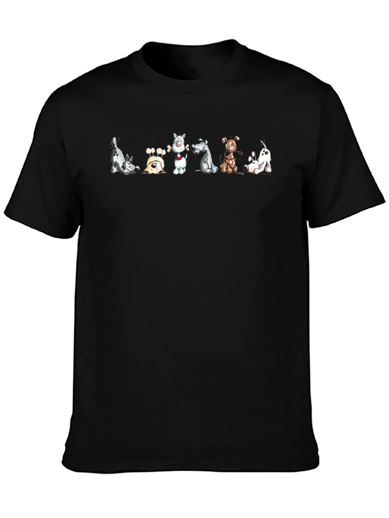 Dog Graphic Print Black T-Shirt