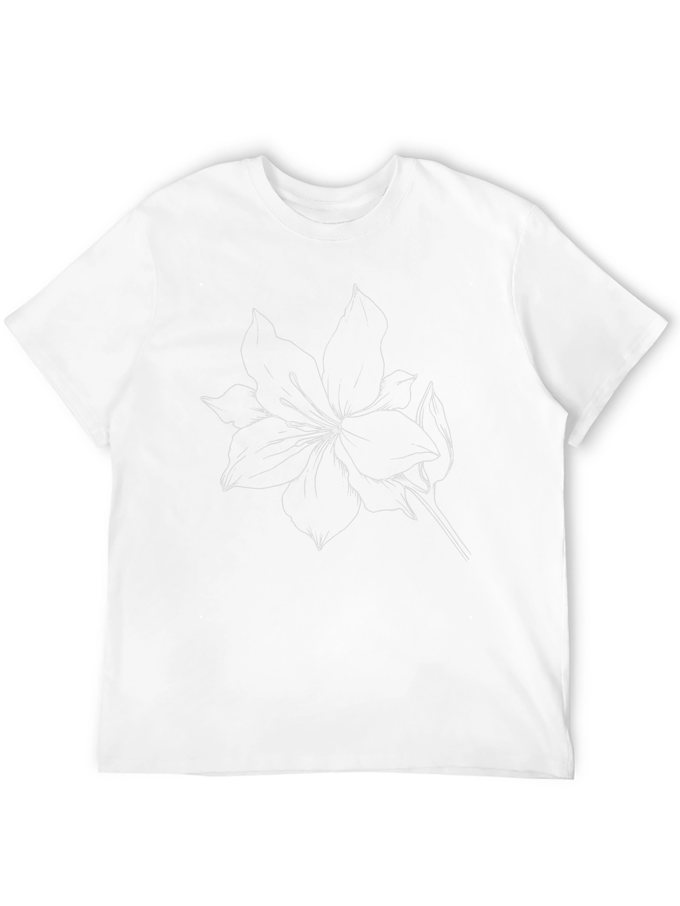 Floral Line Art T-Shirt - Black
