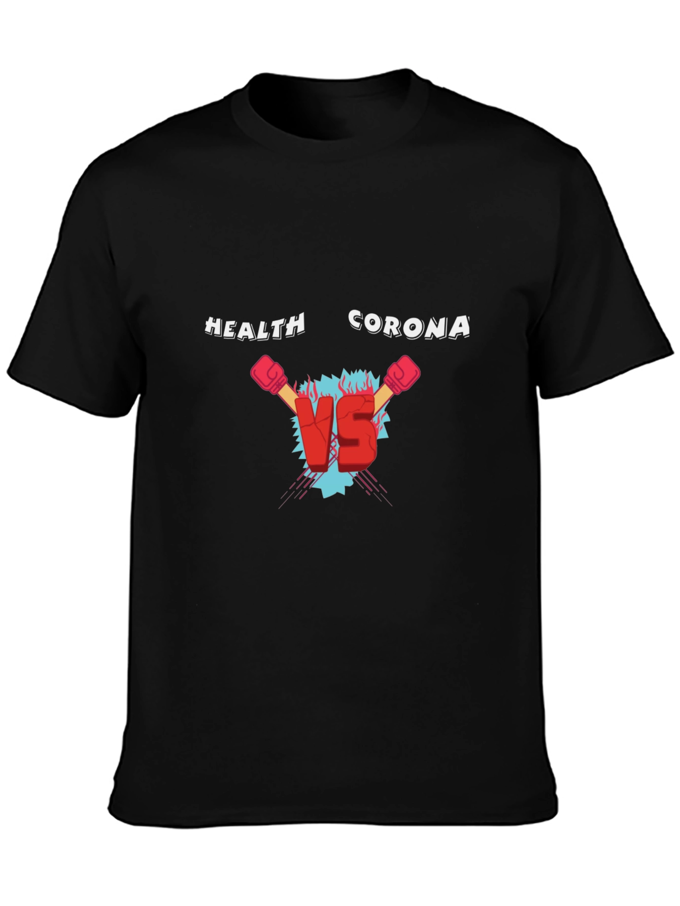 Health Vs Corona Black T-Shirt