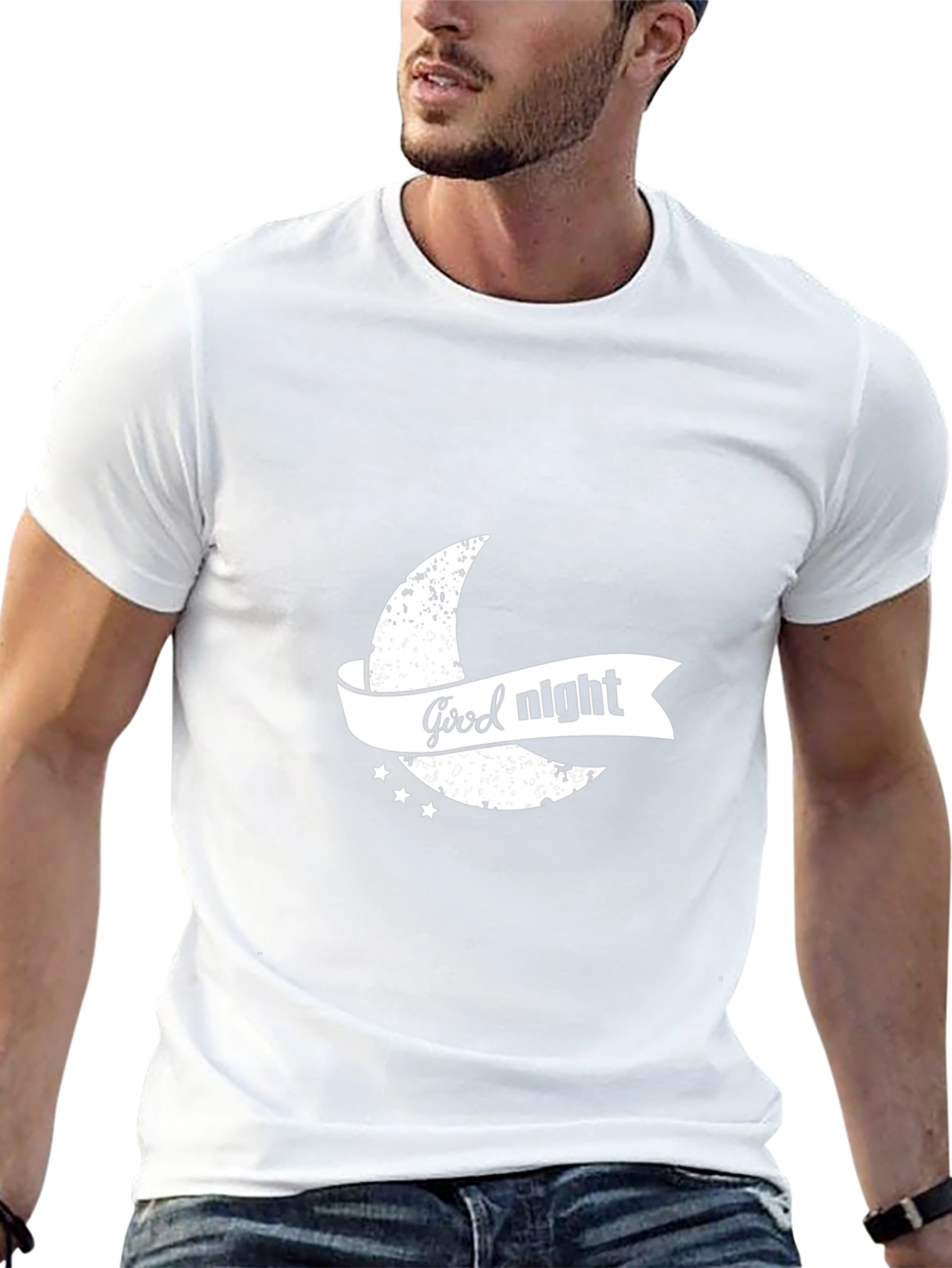 Good Night Graphic Print Black T-Shirt