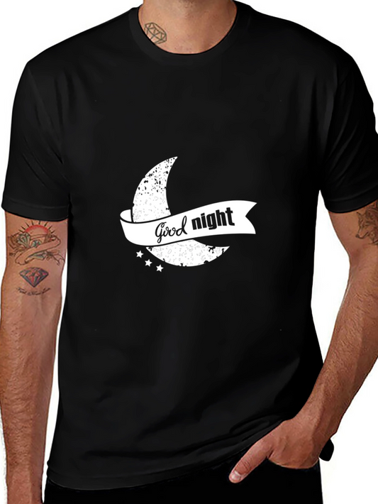 Good Night Graphic Print Black T-Shirt