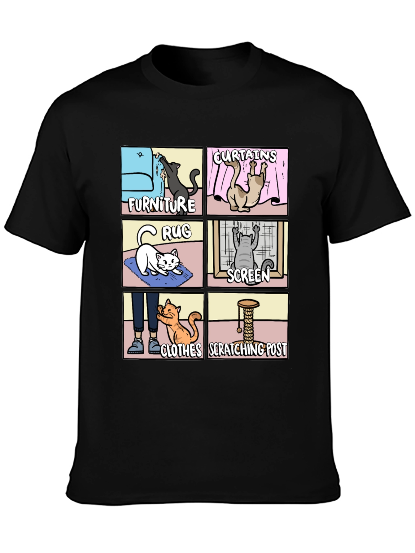 Cat Scratching Habit Graphic Tee - Humor T-Shirt