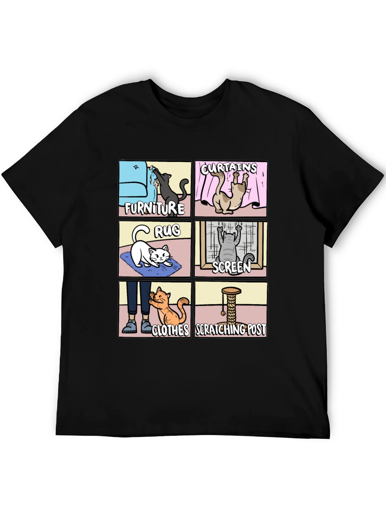 Cat Scratching Habit Graphic Tee - Humor T-Shirt