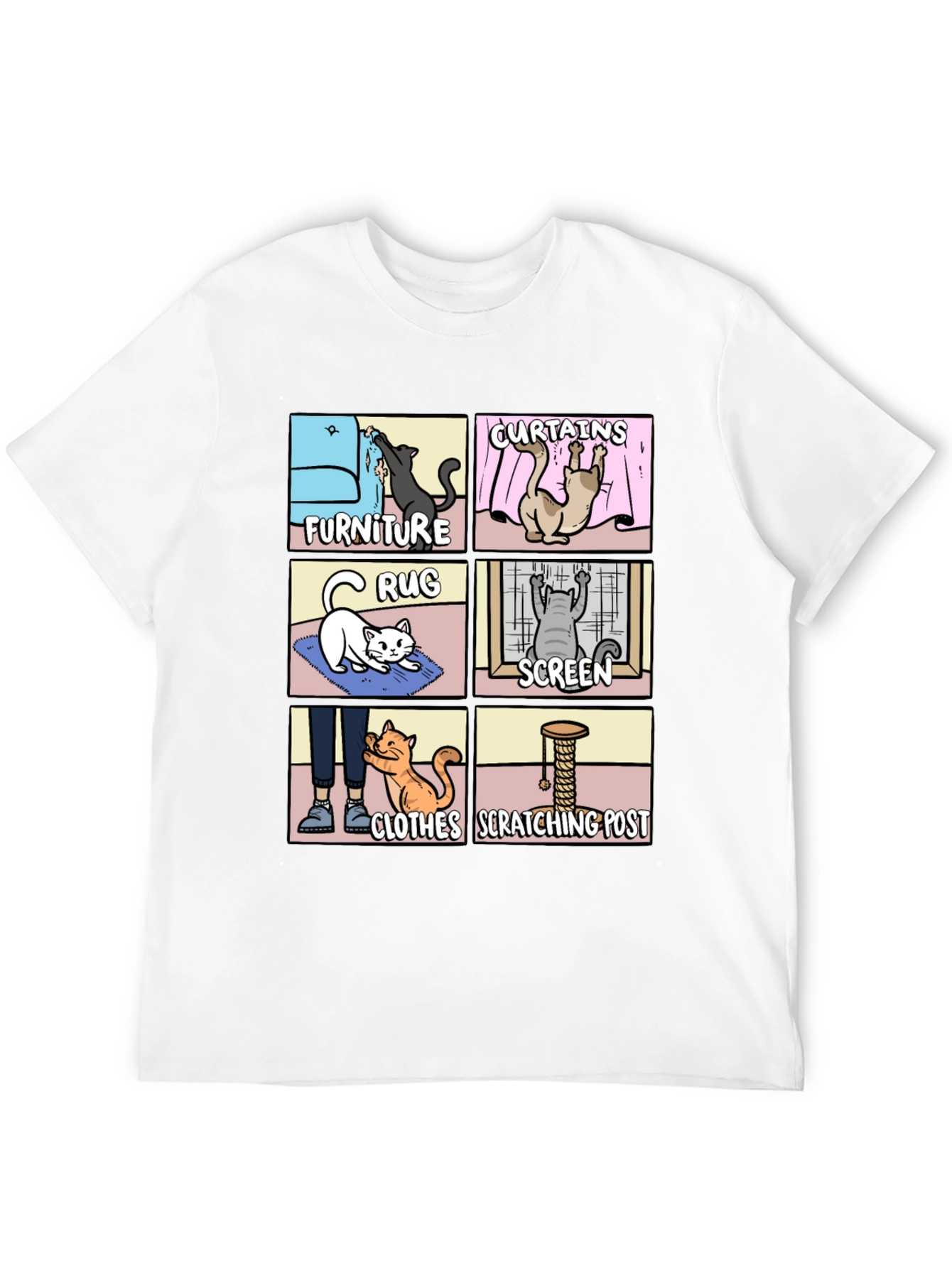 Cat Scratching Habit Graphic Tee - Humor T-Shirt