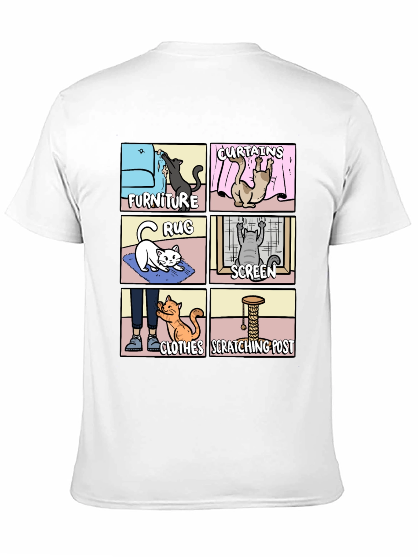 Cat Scratching Habit Graphic Tee - Humor T-Shirt