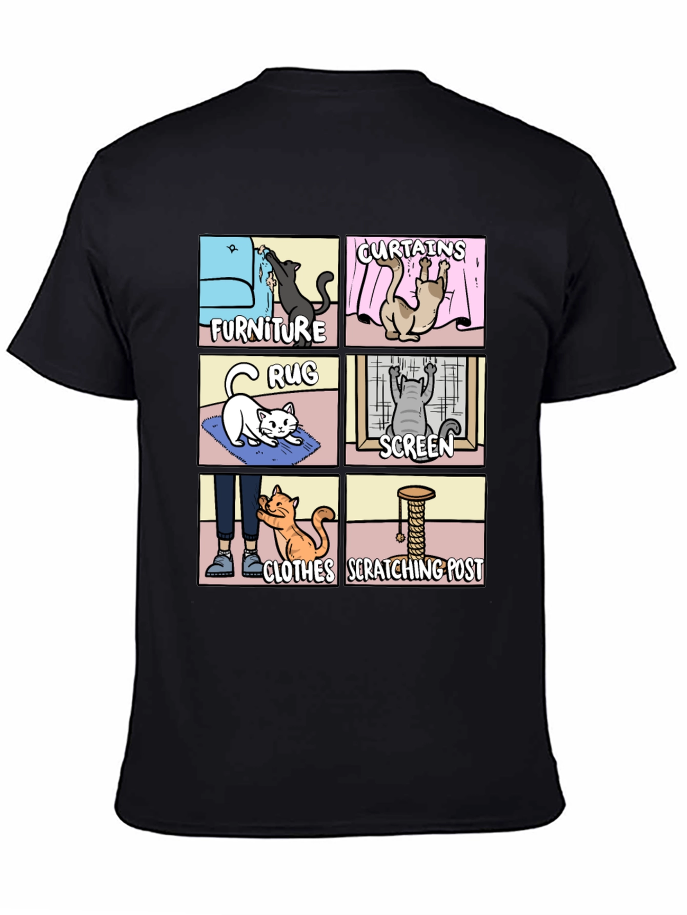 Cat Scratching Habit Graphic Tee - Humor T-Shirt