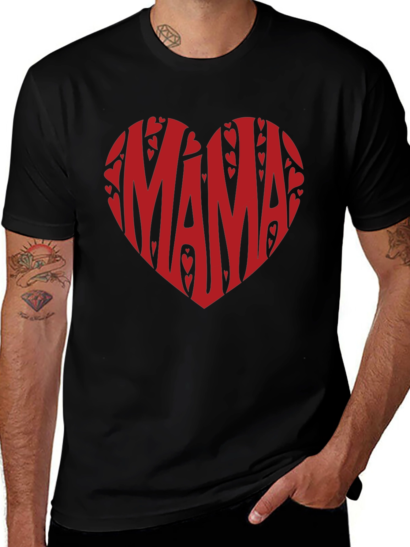 Mama Heart Graphic T-Shirt - Black Cotton Tee