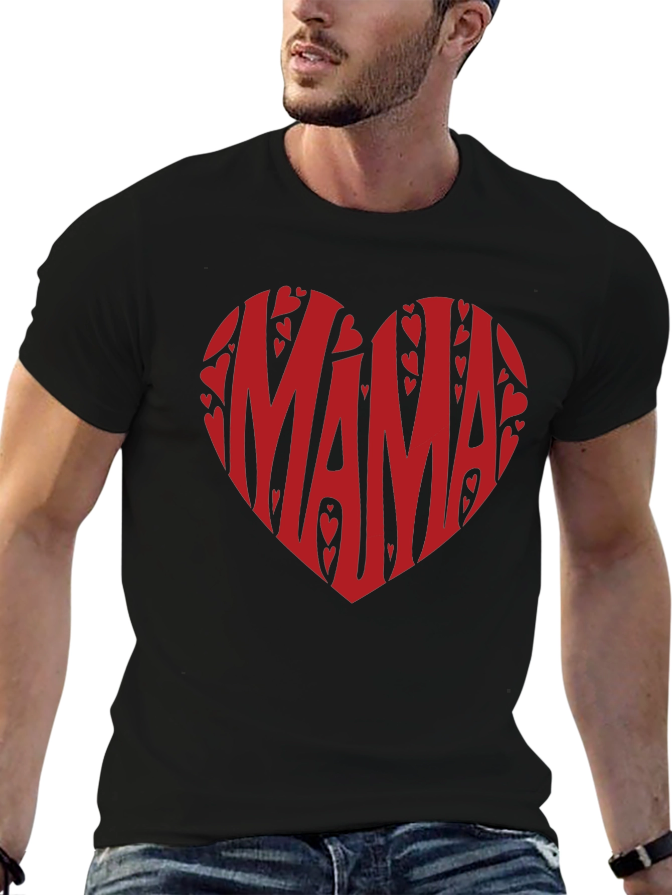 Mama Heart Graphic T-Shirt - Black Cotton Tee