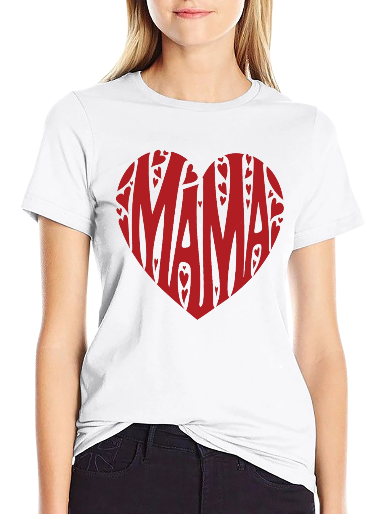 Mama Heart Graphic T-Shirt - Black Cotton Tee