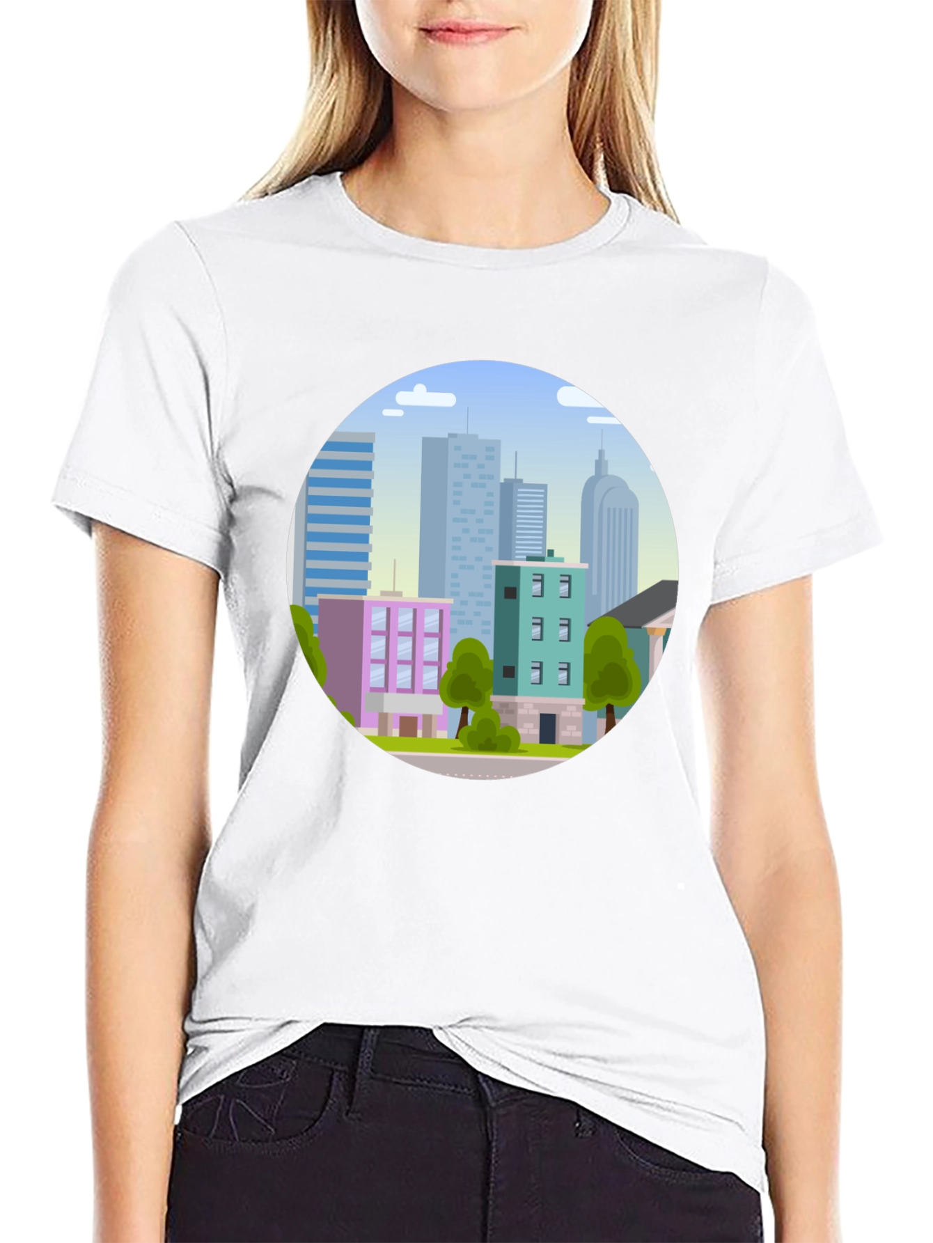 Cityscape Graphic Tee - Urban Style Black T-Shirt