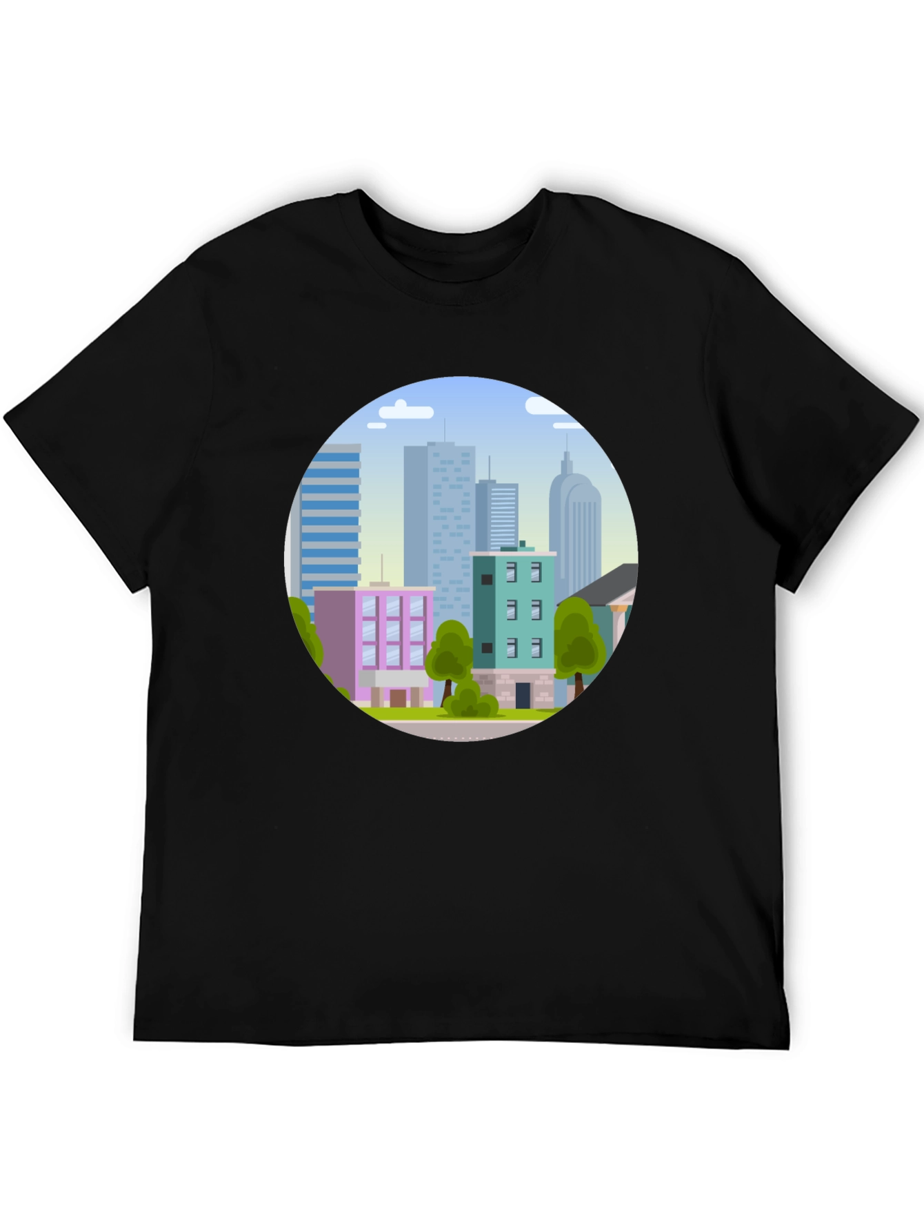 Cityscape Graphic Tee - Urban Style Black T-Shirt