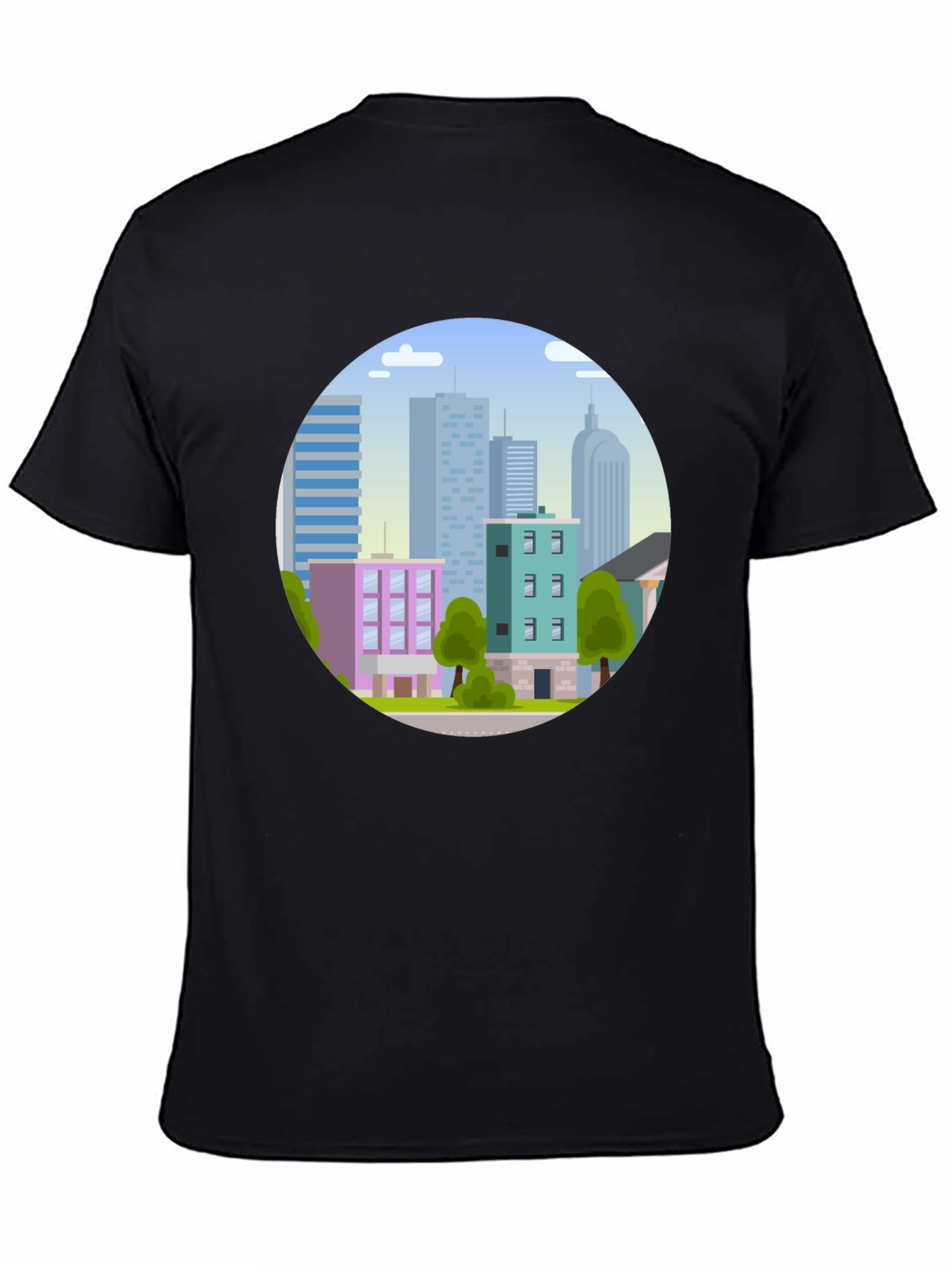 Cityscape Graphic Tee - Urban Style Black T-Shirt