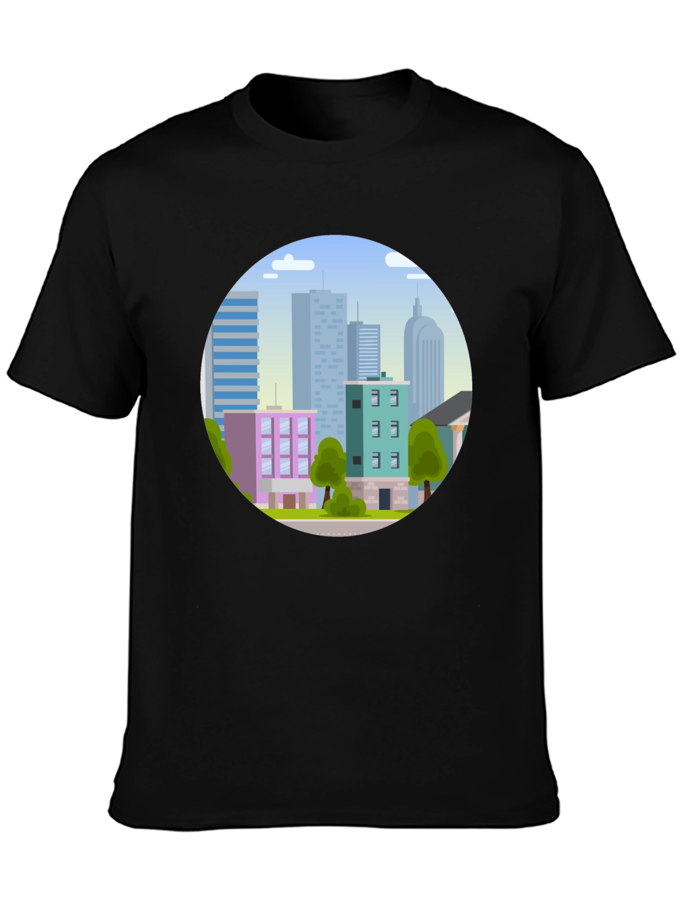 Cityscape Graphic Tee - Urban Style Black T-Shirt
