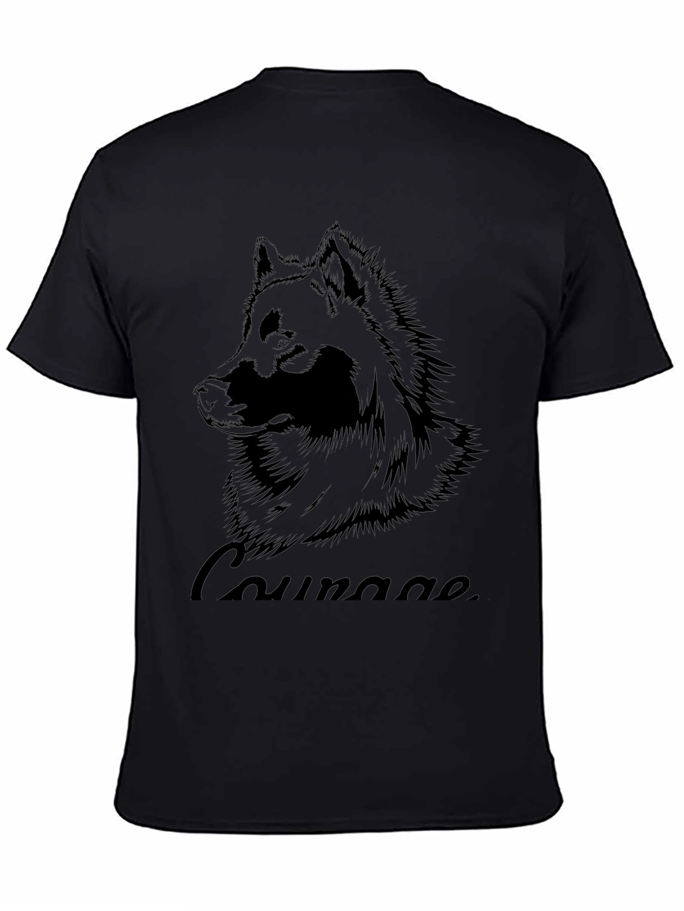 Courage Wolf Graphic Tee - Mens Black T-Shirt