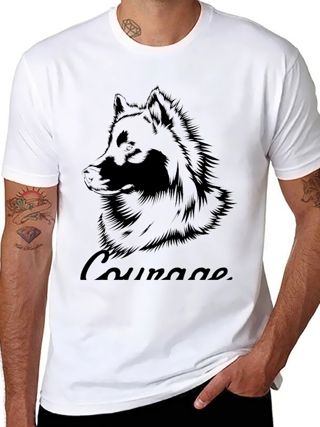 Courage Wolf Graphic Tee - Mens Black T-Shirt