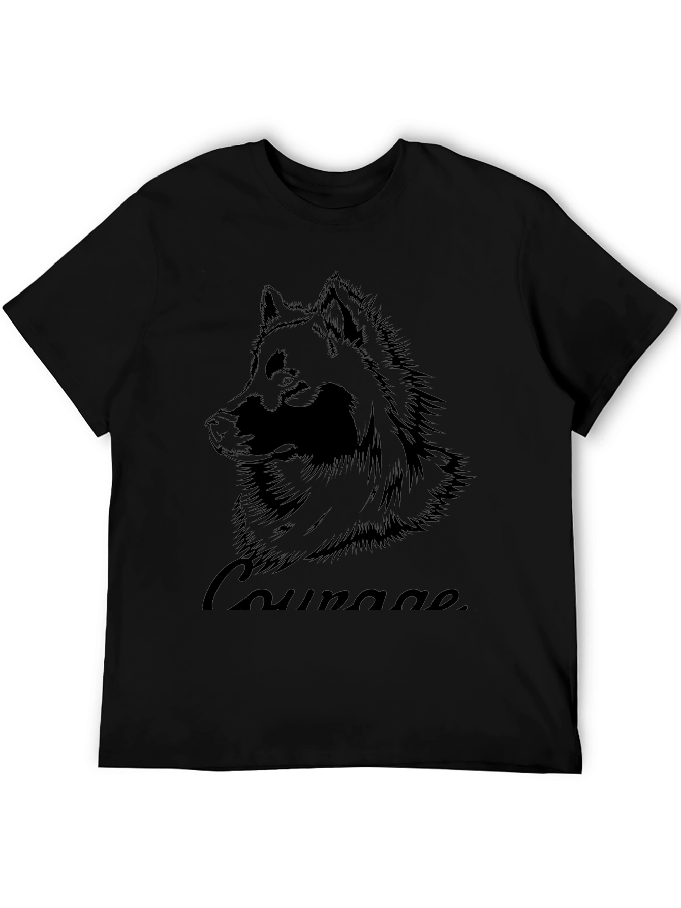 Courage Wolf Graphic Tee - Mens Black T-Shirt