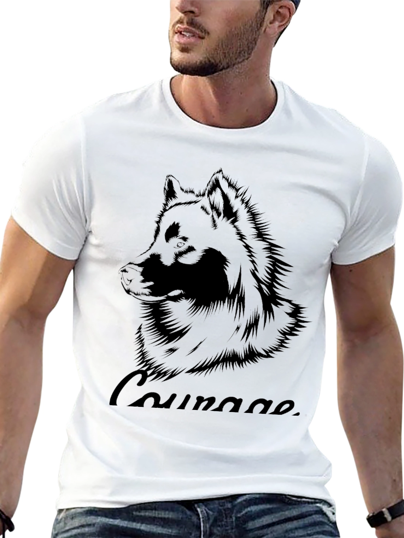 Courage Wolf Graphic Tee - Mens Black T-Shirt