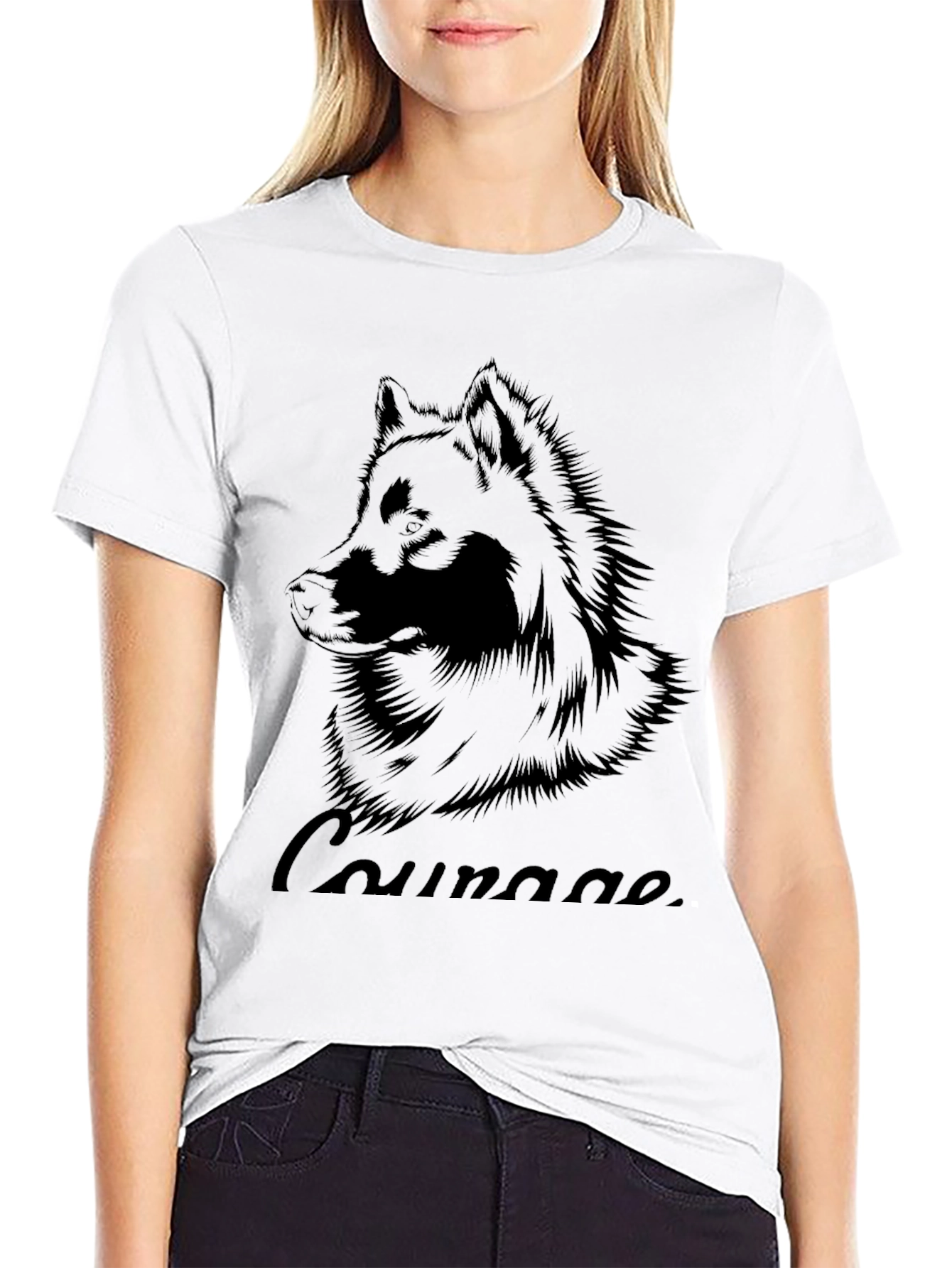 Courage Wolf Graphic Tee - Mens Black T-Shirt