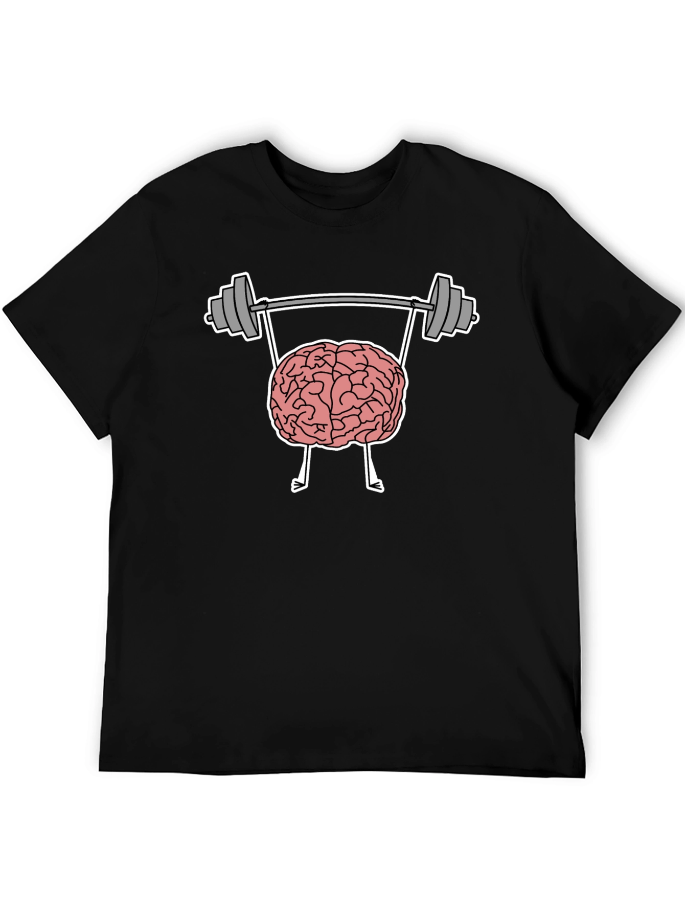 Brain Lifting Weights Graphic Tee - Black Cotton T-Shirt