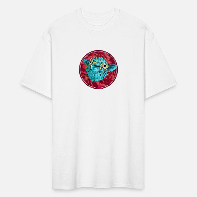 y Blue Pufferfish With kes Red And Blue
