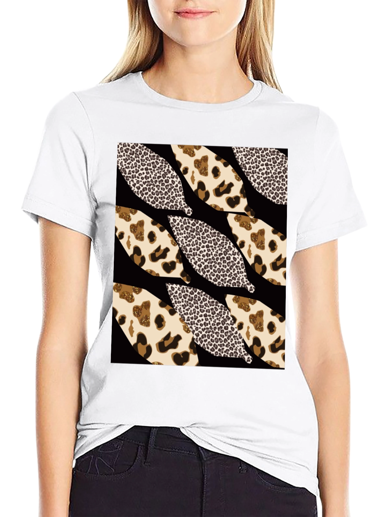 Leopard Print Leaf T-Shirt - Stylish Graphic Tee