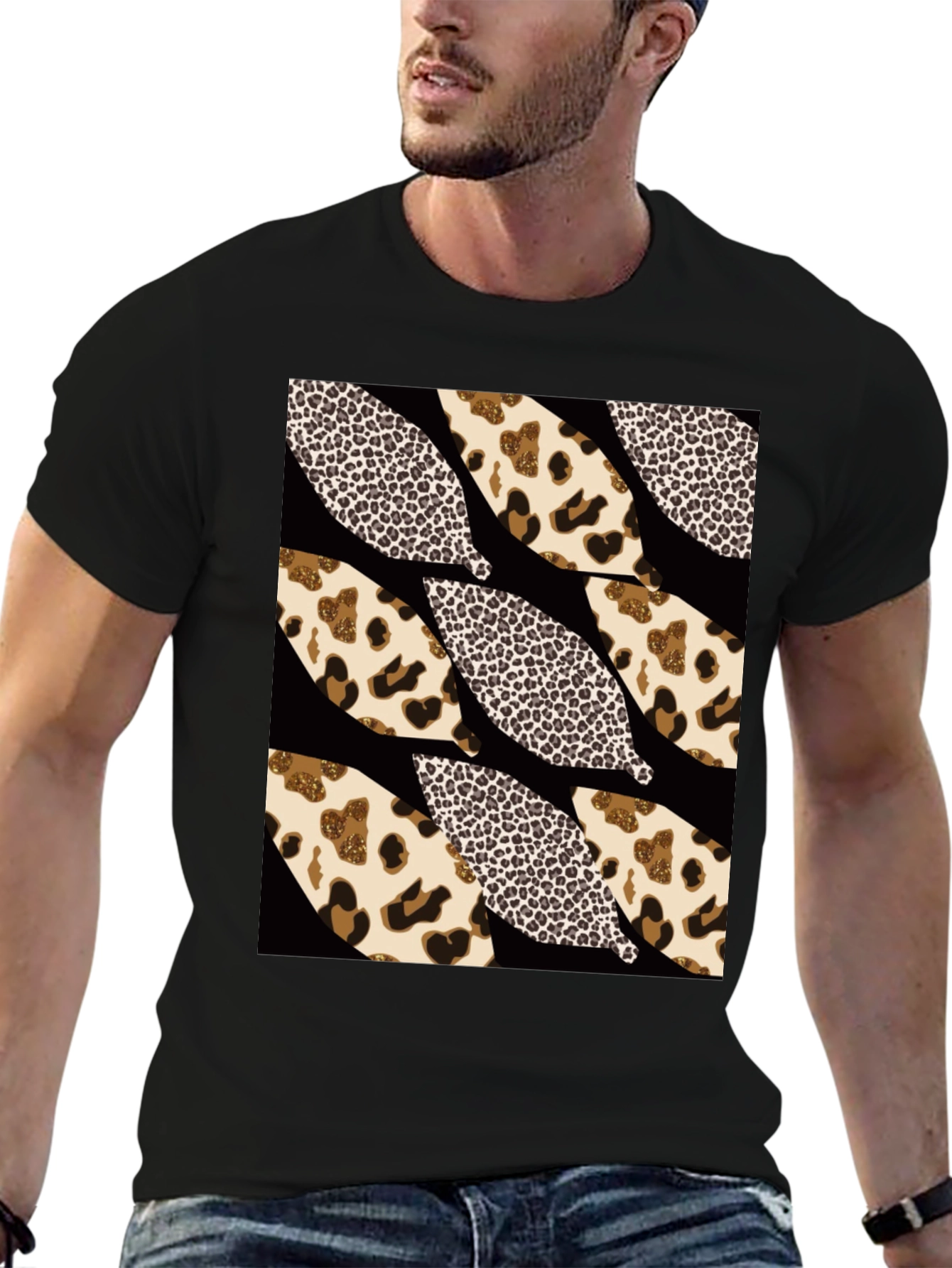 Leopard Print Leaf T-Shirt - Stylish Graphic Tee