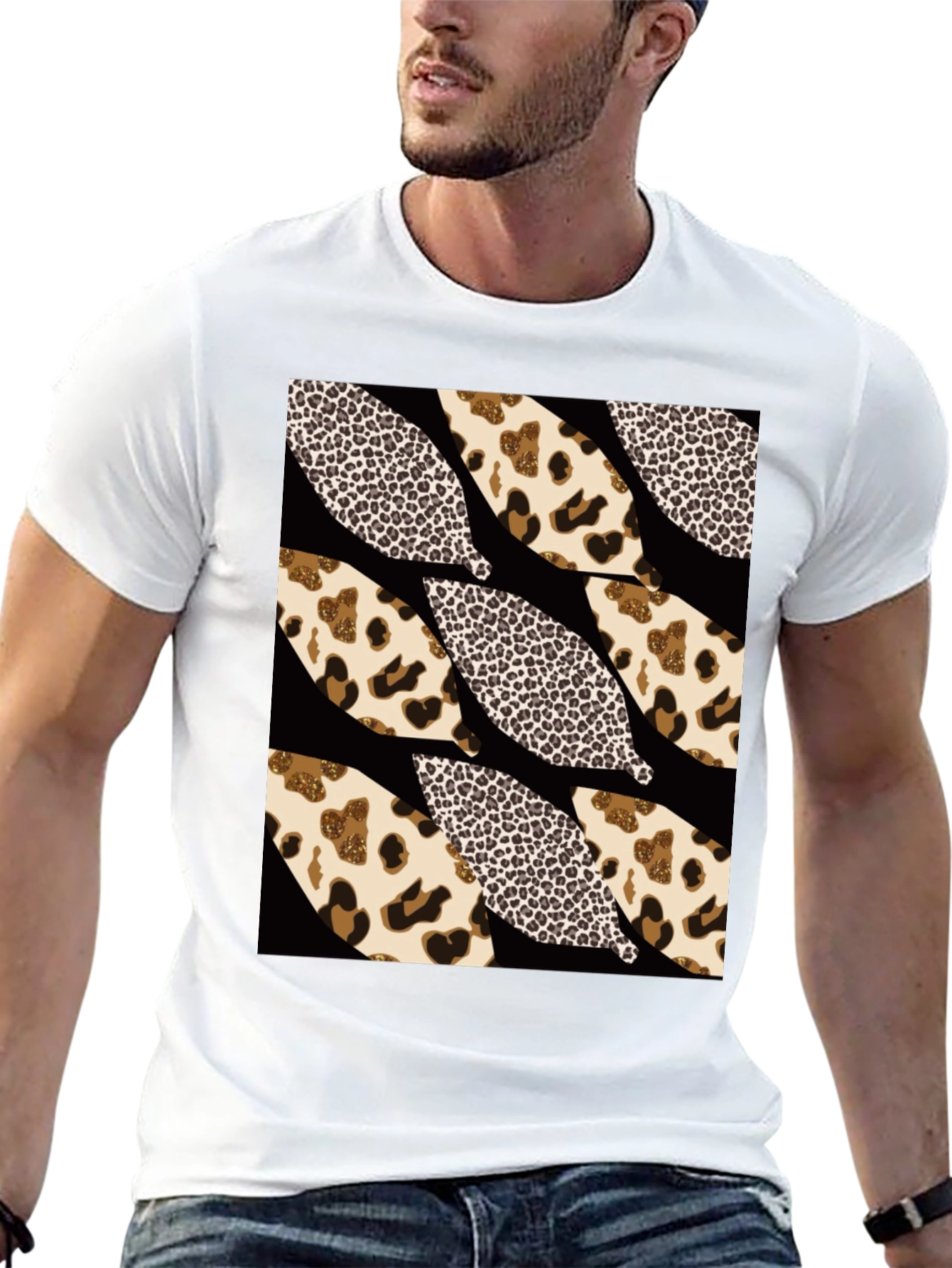Leopard Print Leaf T-Shirt - Stylish Graphic Tee