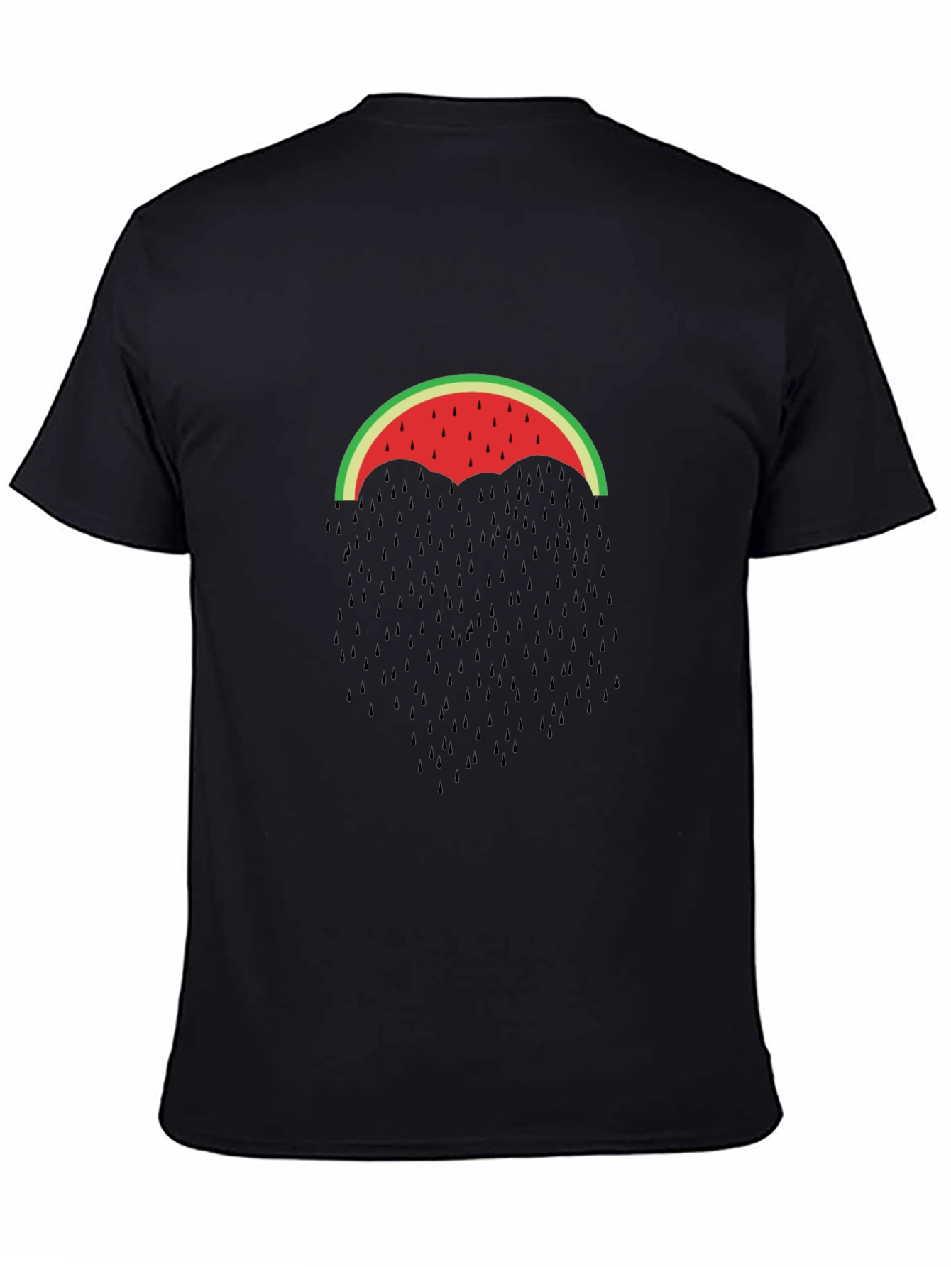Watermelon Umbrella Graphic Tee - Black Cotton T-Shirt