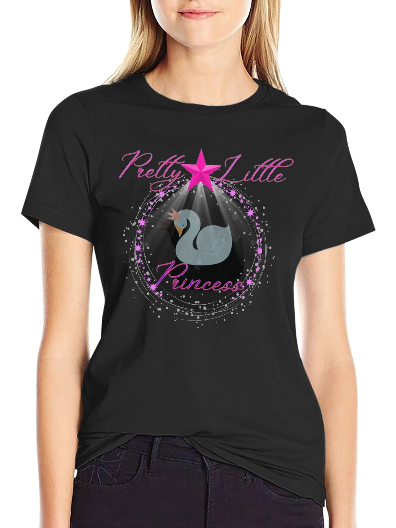 Pretty Little Princess Swan T-Shirt - Black