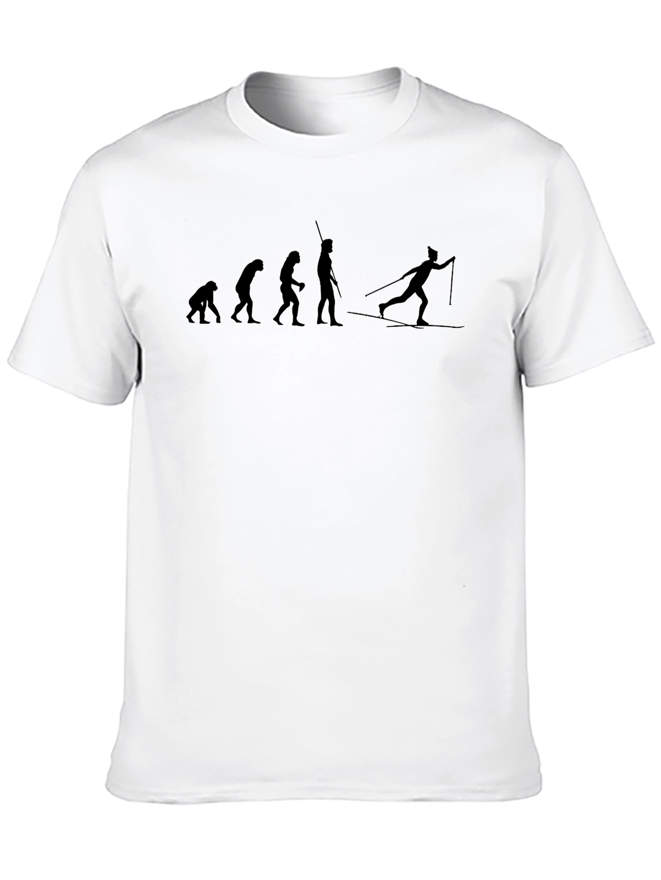 Evolution of Skiing Black T-Shirt