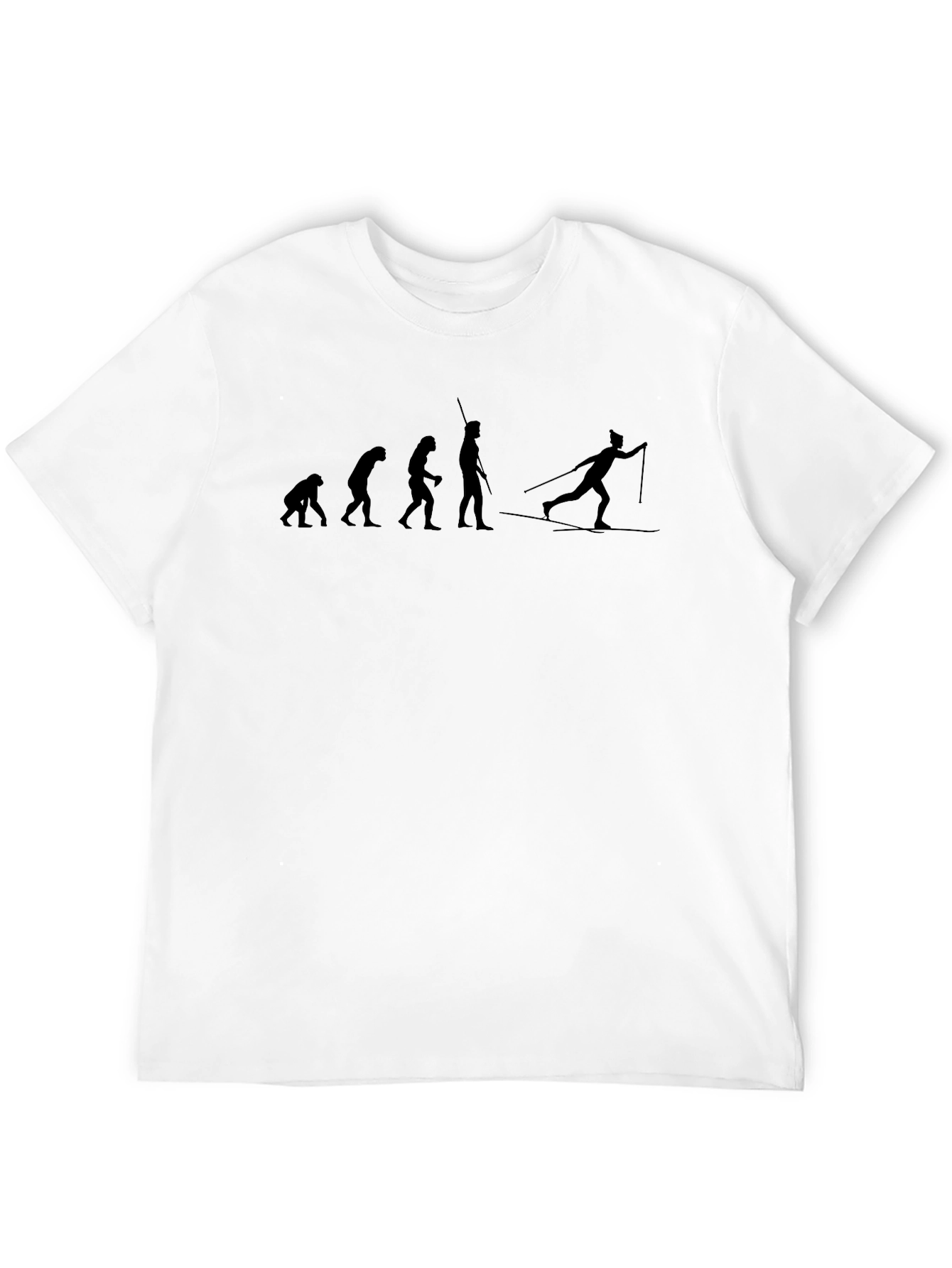 Evolution of Skiing Black T-Shirt
