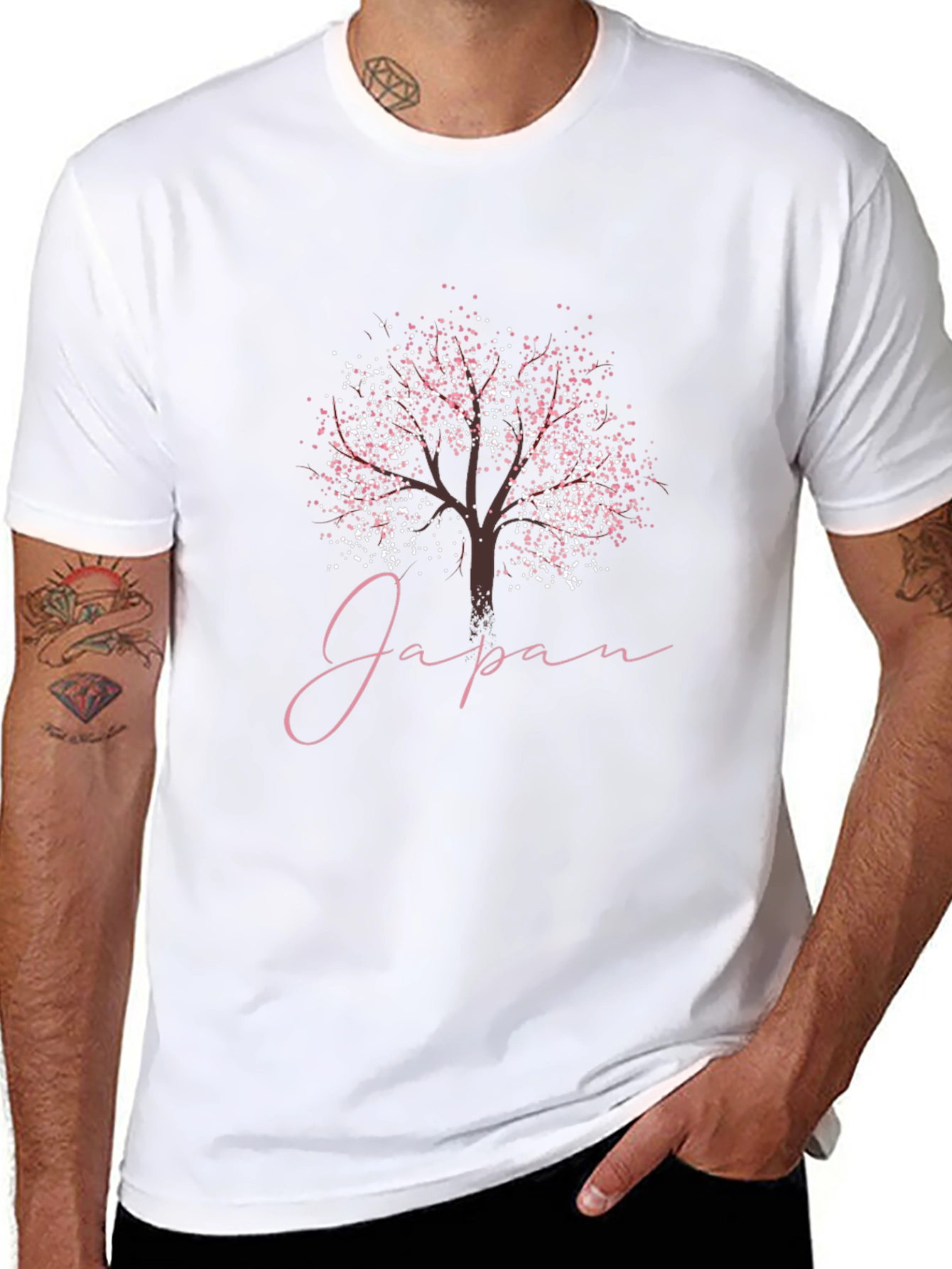 Japan Blossom Tree Graphic Tee - Stylish Mens T-Shirt