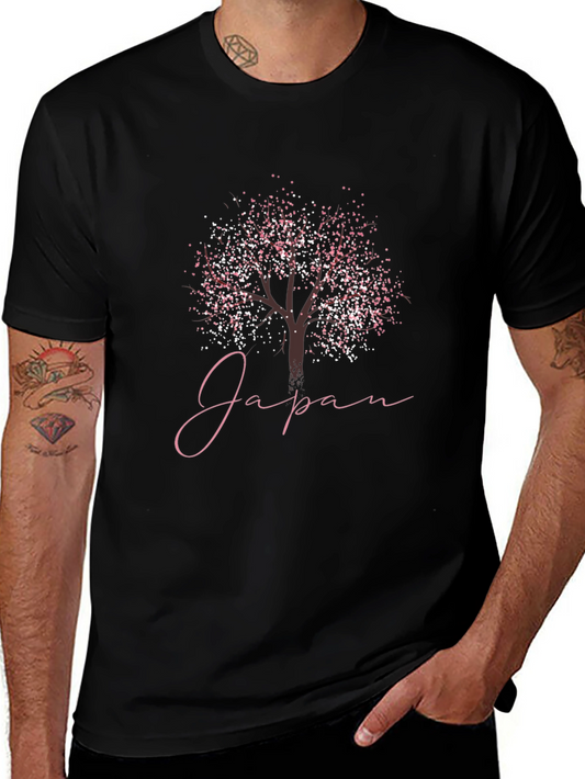 Japan Blossom Tree Graphic Tee - Stylish Mens T-Shirt