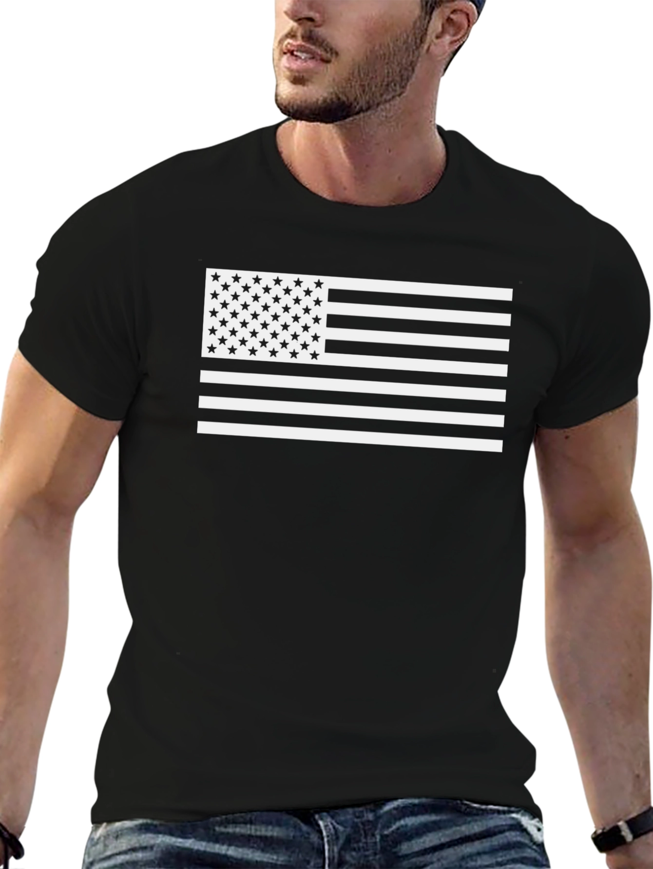 American Flag Graphic Black T-Shirt