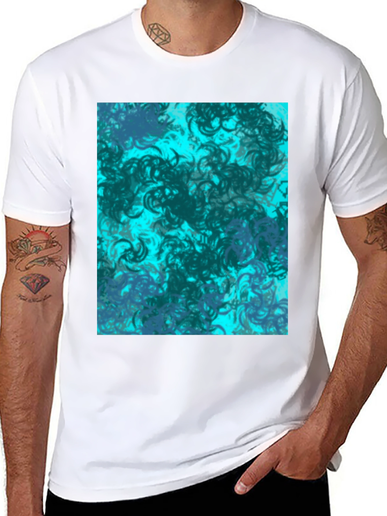Abstract Swirl Graphic Print Black T-Shirt