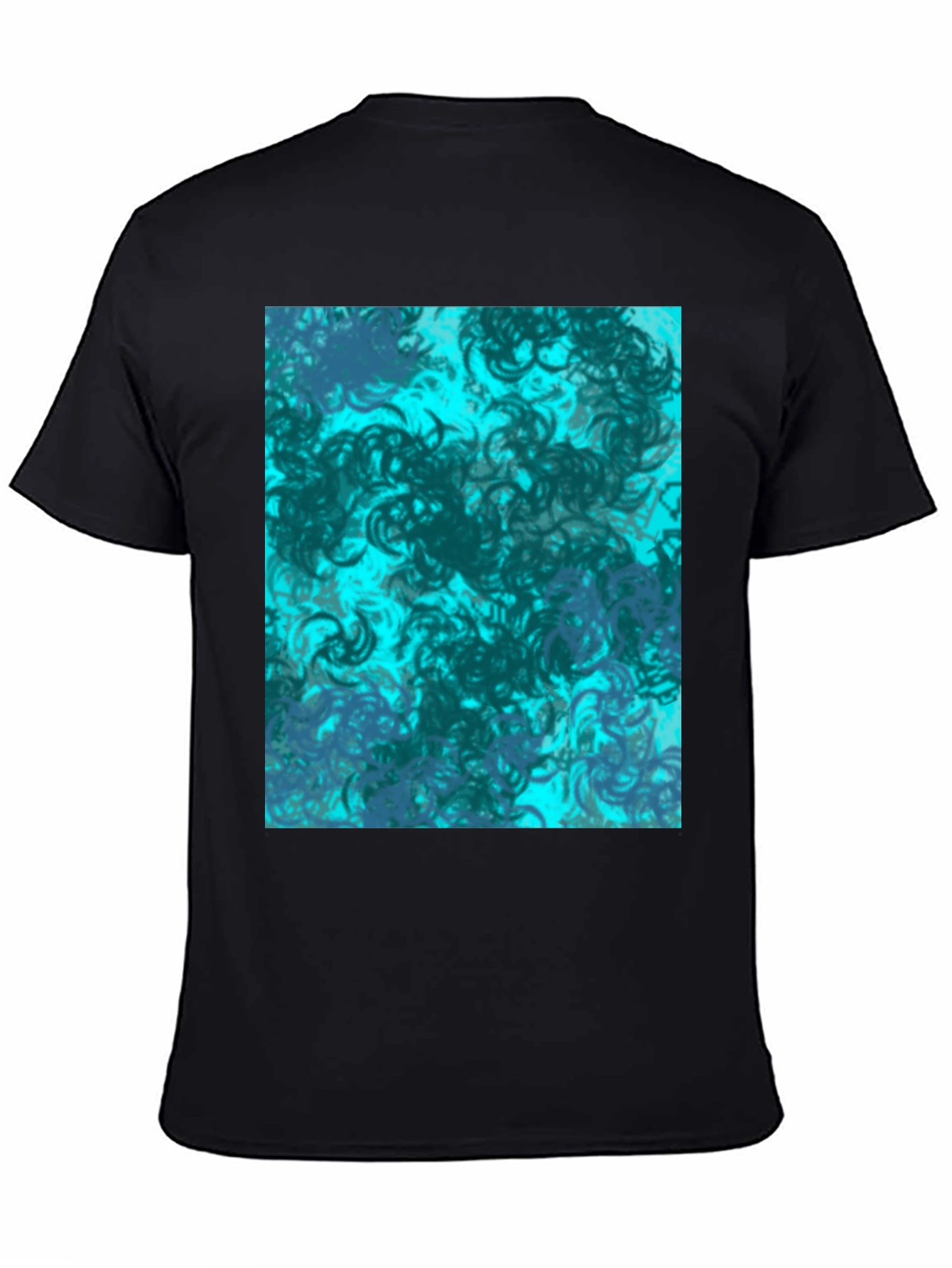 Abstract Swirl Graphic Print Black T-Shirt