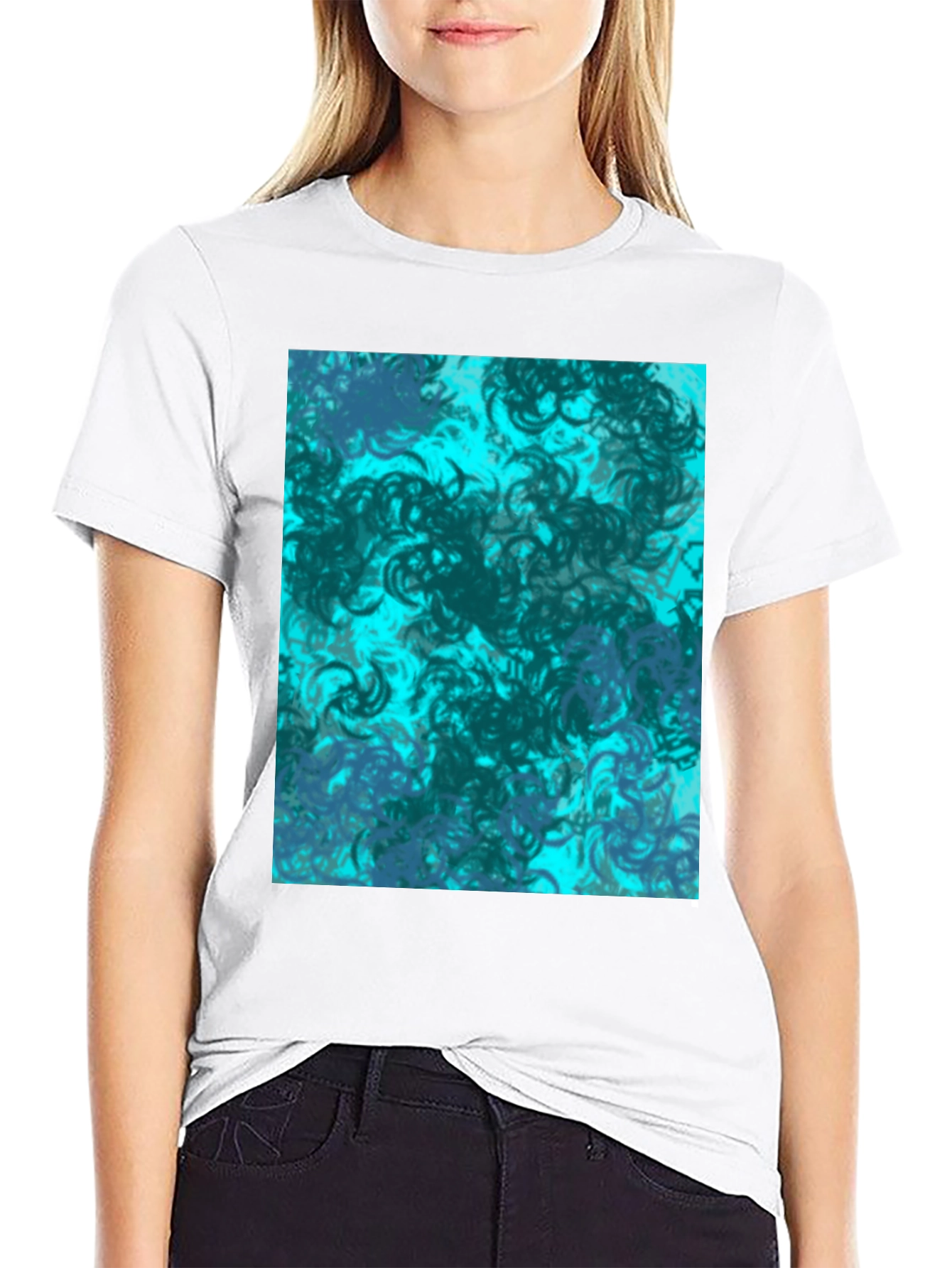 Abstract Swirl Graphic Print Black T-Shirt
