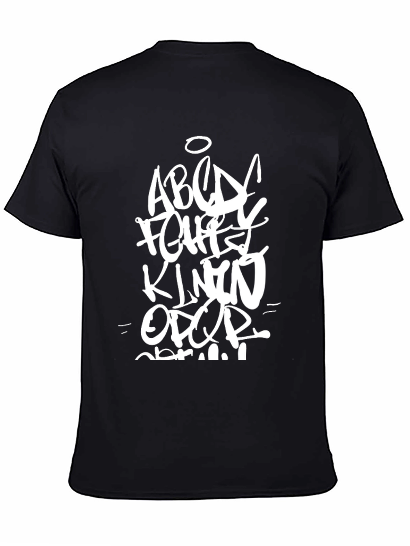 Graffiti Alphabet Print Black Casual T-Shirt