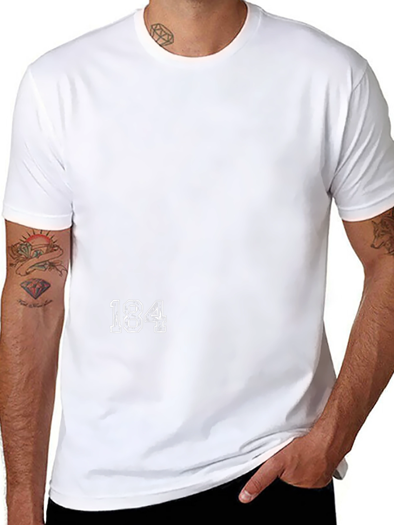 Black T-Shirt with 184 Graphic Print