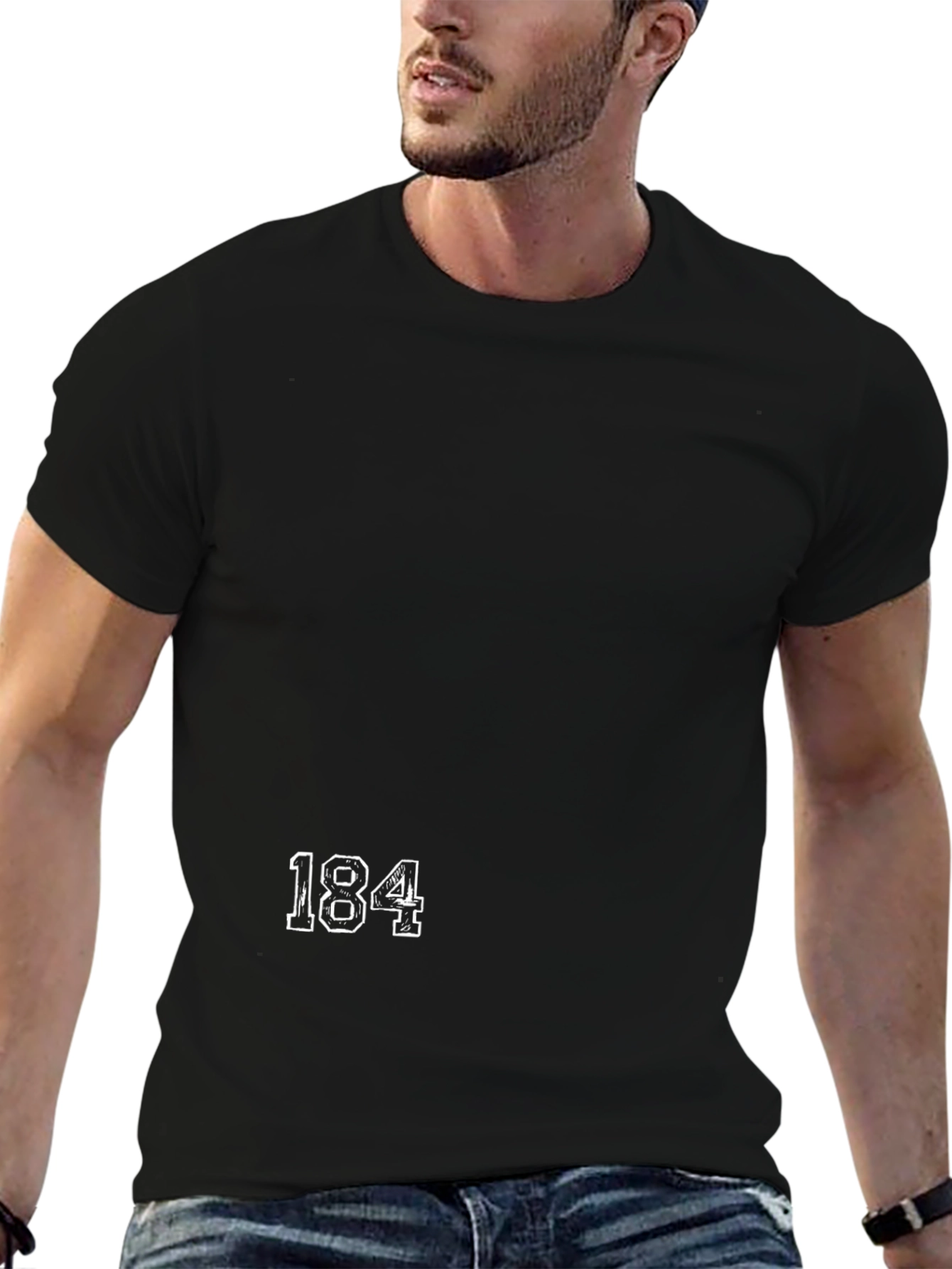 Black T-Shirt with 184 Graphic Print