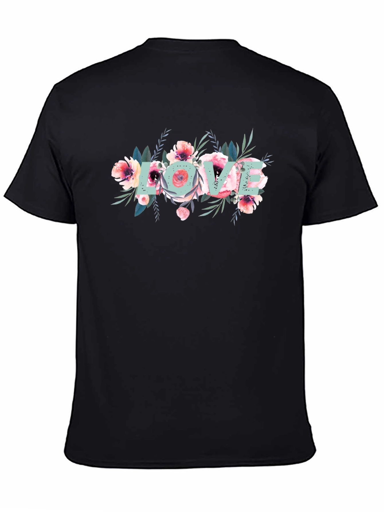 Floral Love Graphic Black T-Shirt
