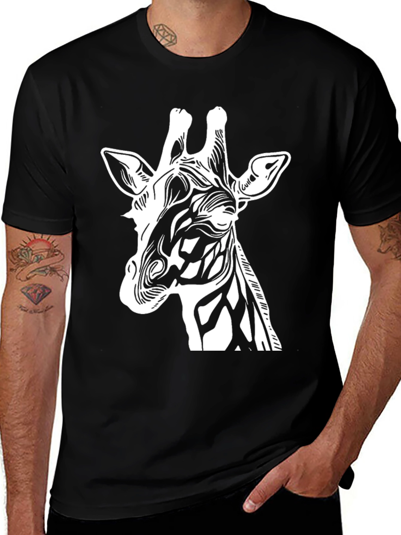 Cool Giraffe Graphic Black T-Shirt