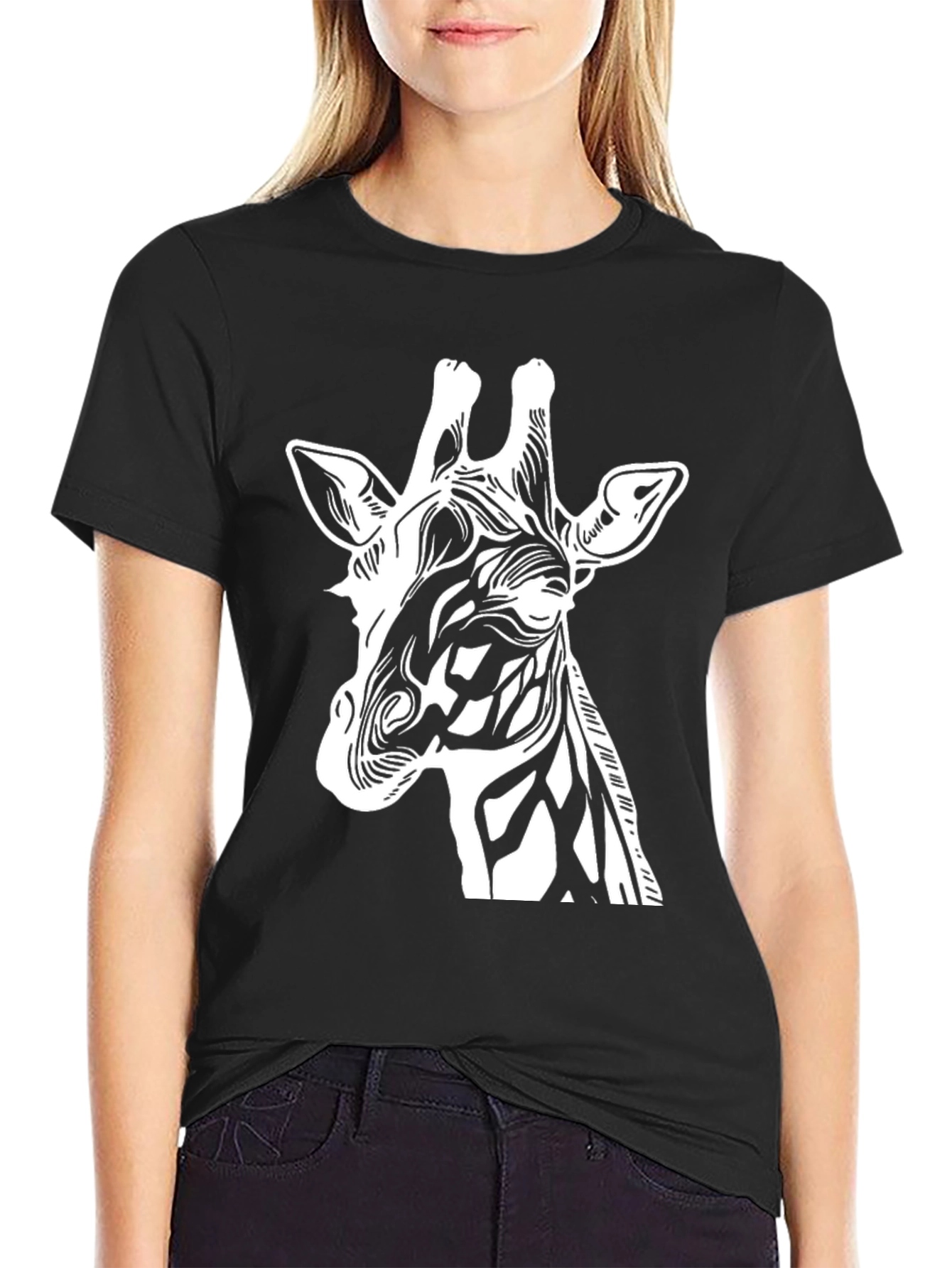 Cool Giraffe Graphic Black T-Shirt