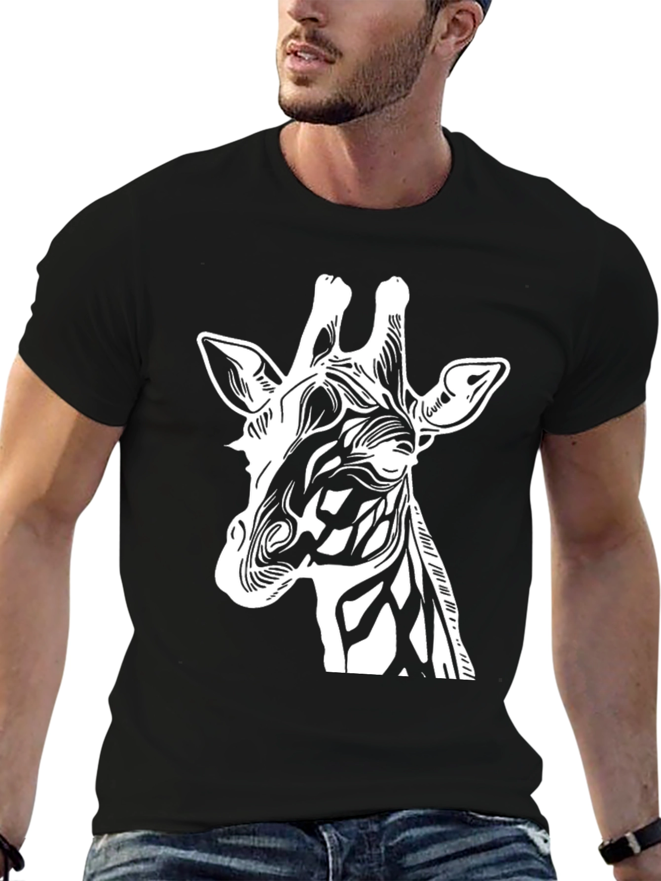 Cool Giraffe Graphic Black T-Shirt