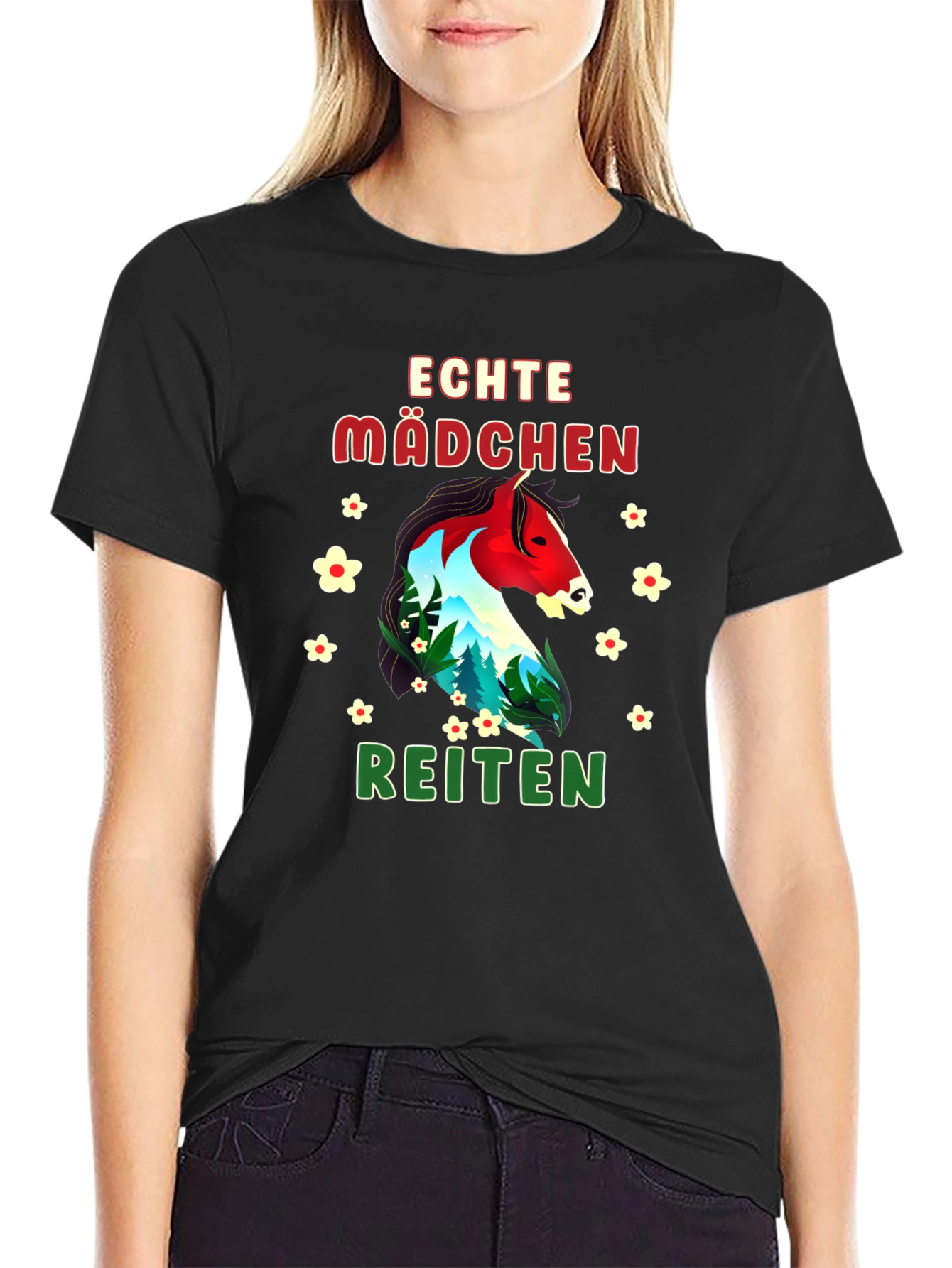 Echte Mädchen Reiten T-Shirt Horseback Riding Tee
