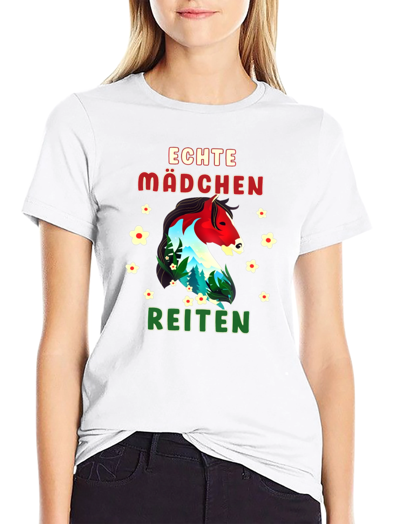Echte Mädchen Reiten T-Shirt Horseback Riding Tee