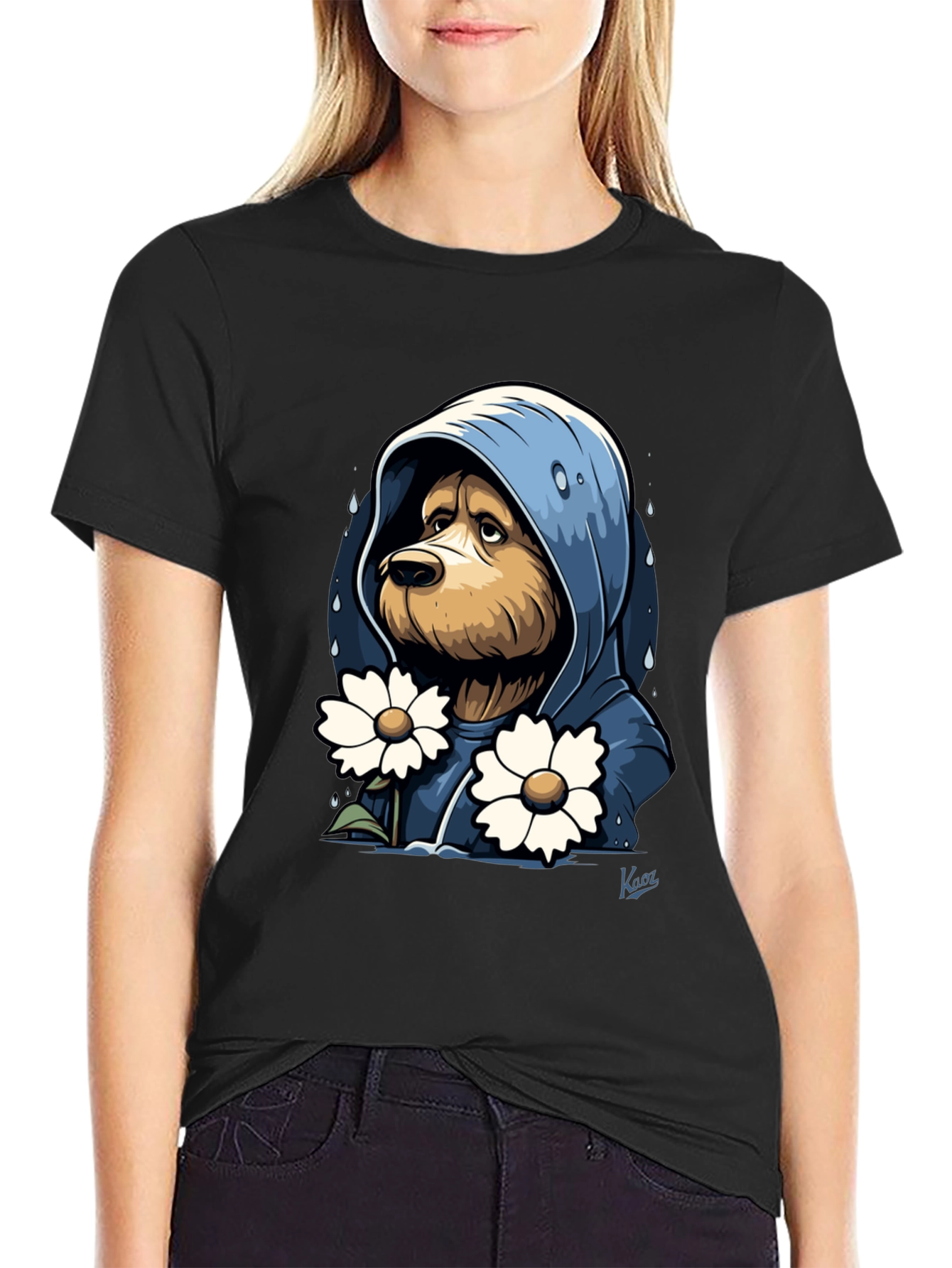Sad Dog in Hoodie T-Shirt